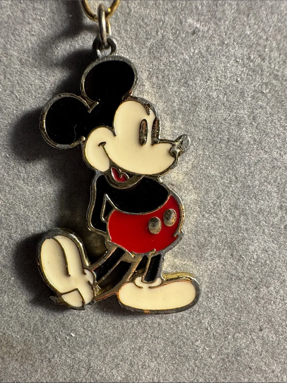 Disney Mickey Mouse Gold-Clasp Charm Keychain in Red, Black & Cream